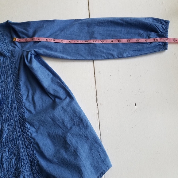 NWT Massimo Dutti Boho Long Sleeve Shirt Embroidered Tassel Size XS 100%cotton - Picture 5 of 8